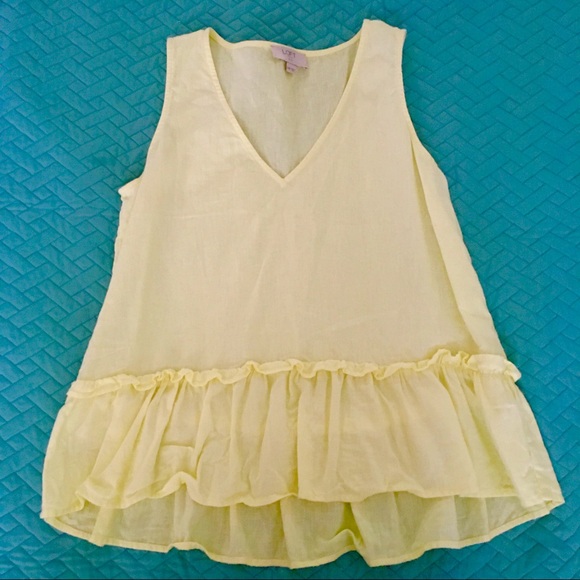 Loft cool yellow sleeveless peplum top XXSP - Picture 1 of 2